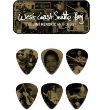 Dunlop Jh-pt10h Boite En Metal De 6 Mediators Motif Jimi Hendrix West Coast Boy