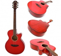 Aria Tg-1 Mini Jumbo Acoustique Cutaway Red