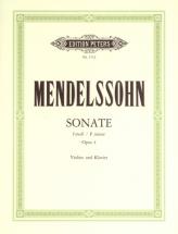 Edition Peters Mendelssohn Felix - Violin Sonata In F Minor Op.4 - Violin And Piano