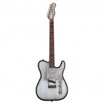 James Trussart Steeltopcaster Antique Silver Roses + Etui