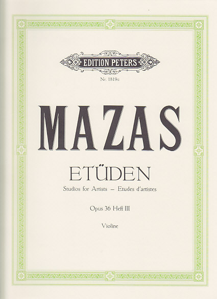 EDITION PETERS MAZAS J. F. - ETUDES D'ARTISTES OP.36 VOL.3 