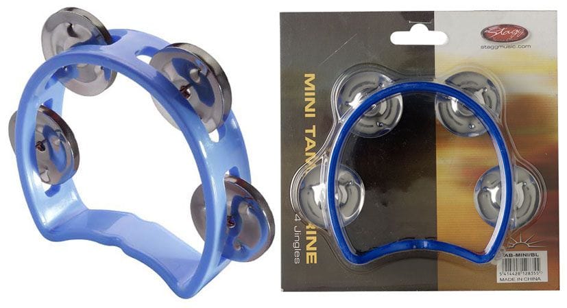 Mini Tambourin 4 Cymbalettes Plastique Bleu pour 3