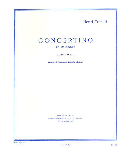 LEDUC TOMASI HENRI - CONCERTINO EN MI MAJEUR - FLUTE & PIANO
