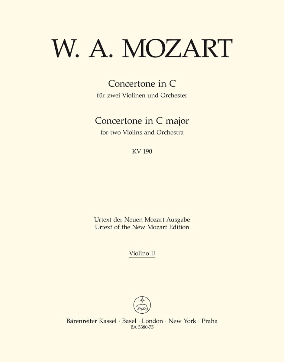 BARENREITER MOZART W.A. - CONCERTONE FOR TWO VIOLINS & ORCHESTRA KV 190 - VIOLON 2