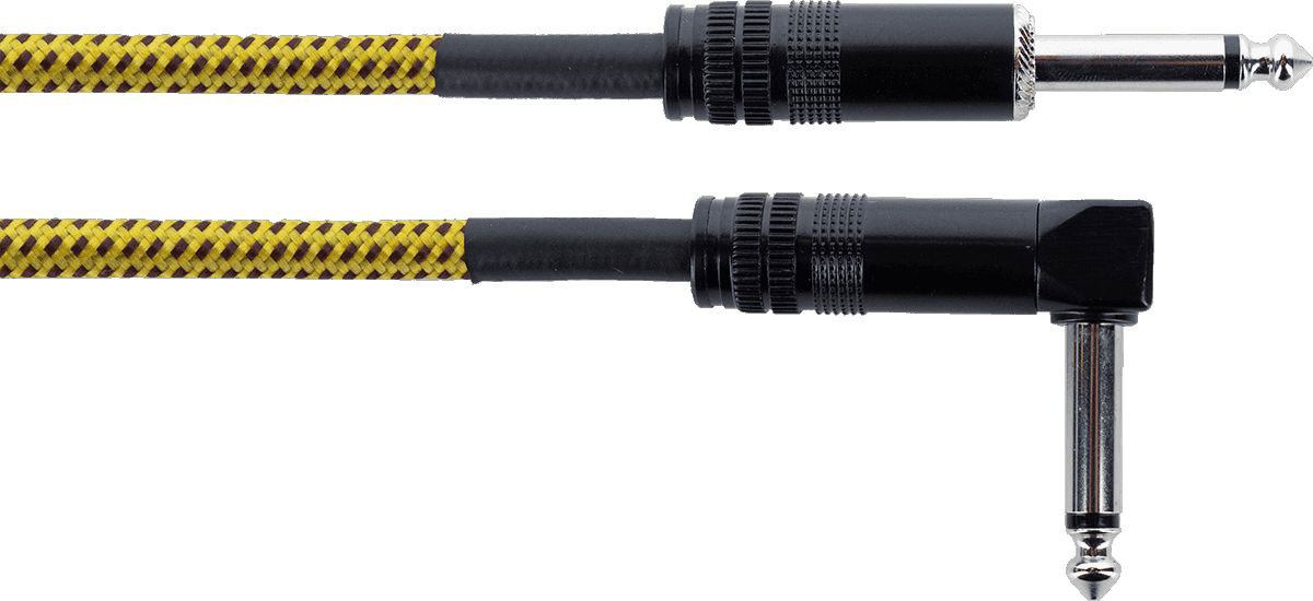 CORDIAL GUITAR CABLE STRAIGHT/COILED JACK 3 M TWEED YELLOW