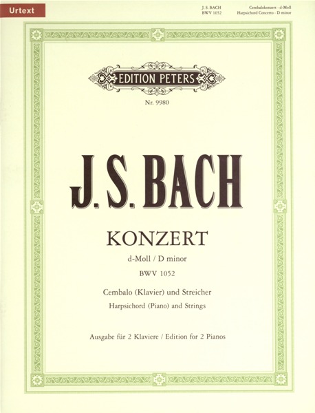 EDITION PETERS BACH JOHANN SEBASTIAN - CONCERTO NO.1 IN D MINOR BWV 1052 - PIANO 4 HANDS