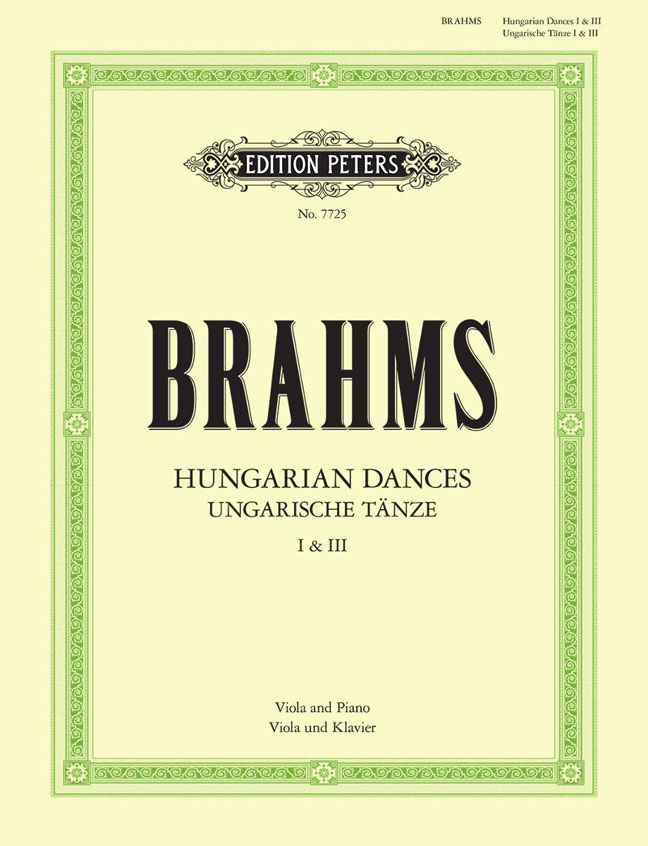 EDITION PETERS BRAHMS JOHANNES - HUNGARIAN DANCES NOS.1 & 3 - VIOLA AND PIANO