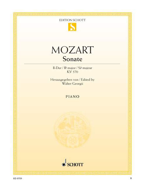 SCHOTT MOZART W.A. - SONATA B FLAT MAJOR KV 570 - PIANO