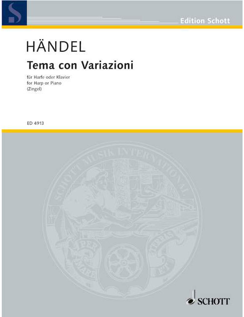 SCHOTT HAENDEL GEORGE FRIDERIC - THEME AND VARIATIONS - HARP OR PIANO