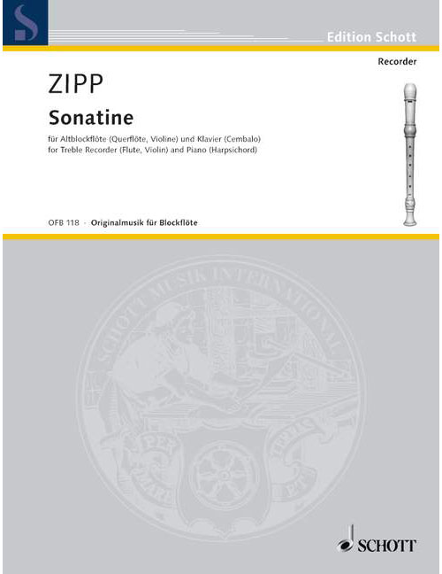 SCHOTT ZIPP FRIEDRICH - SONATINA OP 23A - TREBLE RECORDER (FLUTE, VIOLIN) AND HARPSICHORD (PIANO)