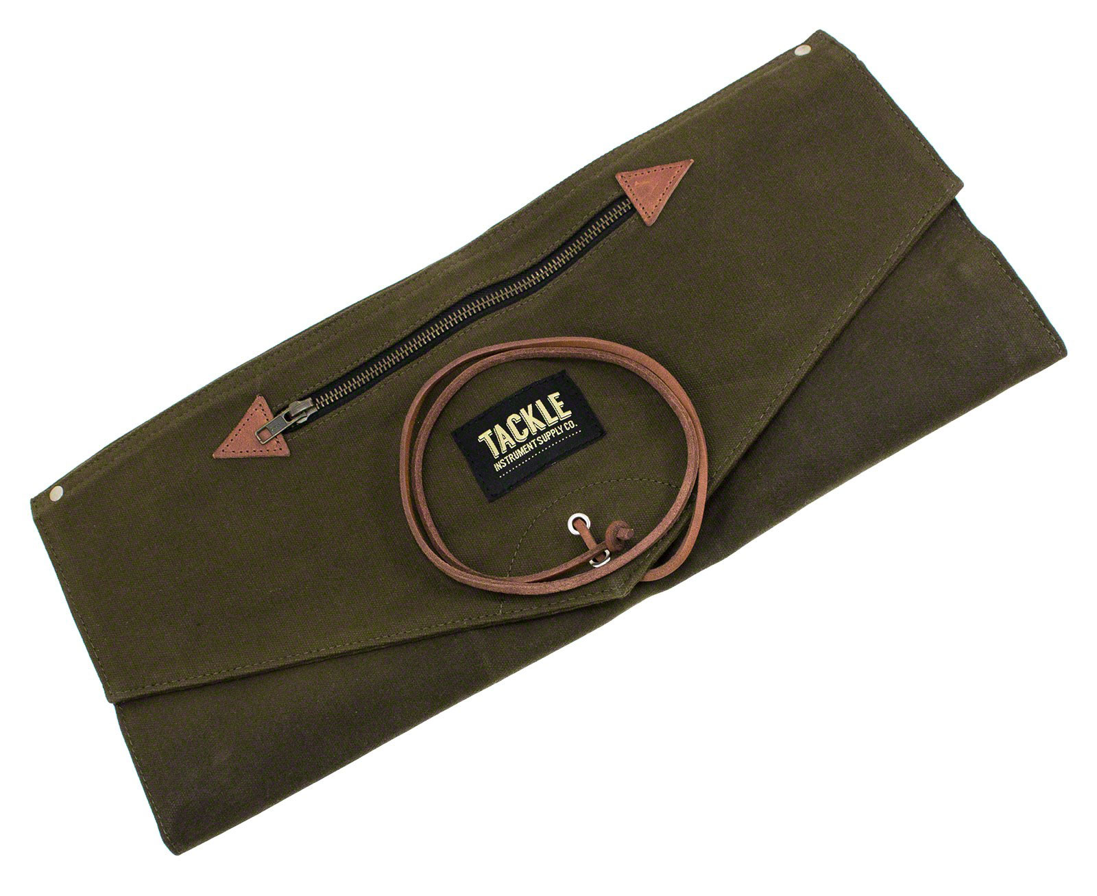 TACKLE INSTRUMENTS WAXED CANVAS ROLL UP STICK CASE - FOREST GREEN