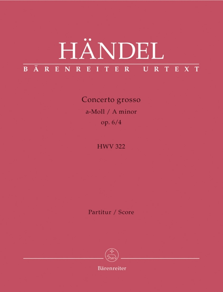 BARENREITER HANDEL G. F. - CONC. GROSSO OP.6/4 A-MOLL - CONDUCTEUR