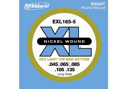 D'ADDARIO AND CO EXL165-5 NICKEL WOUND LONG SCALE LIGHT 5C 45-135