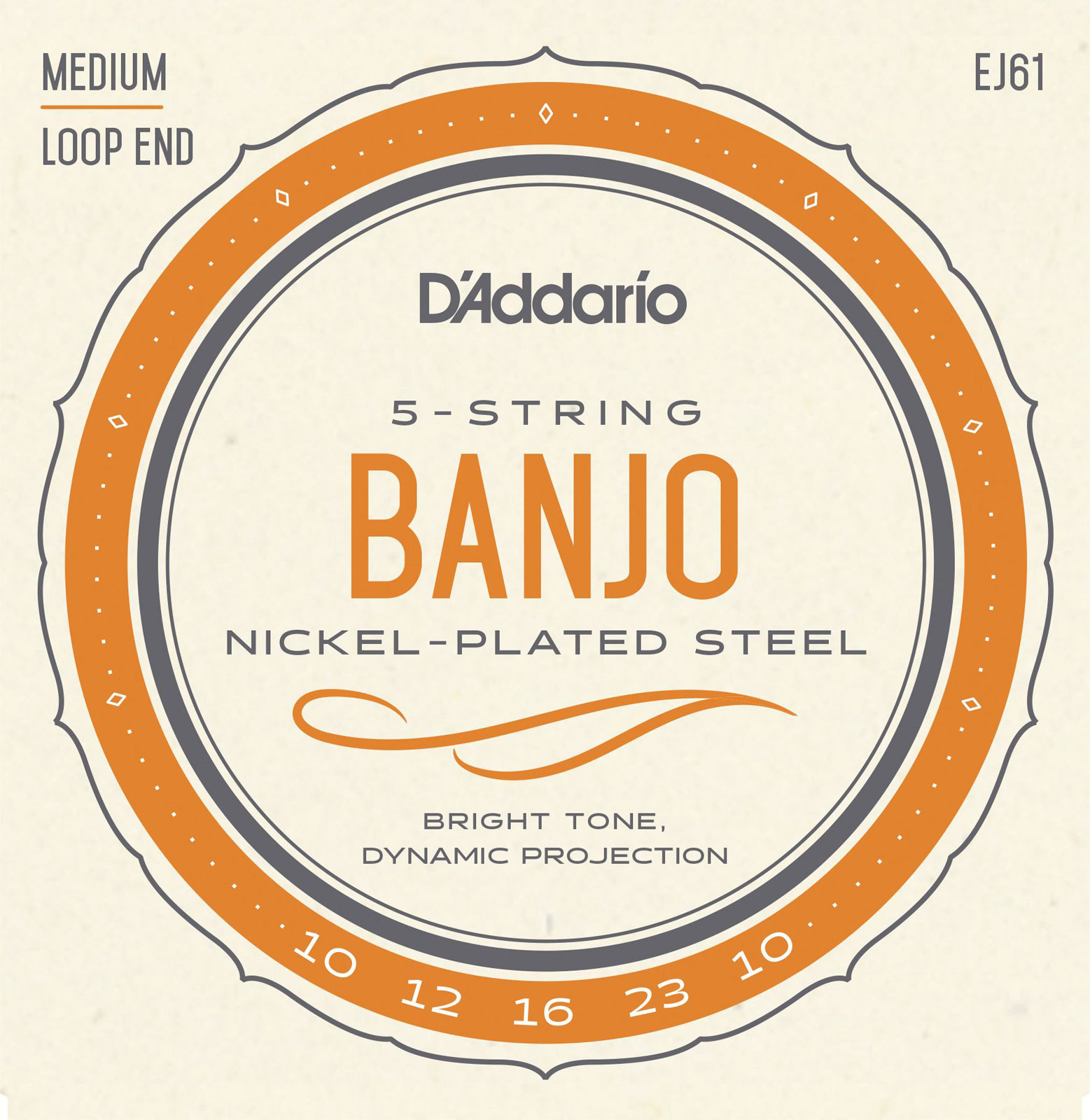 D'ADDARIO AND CO EJ61 NICKEL STRING SET FOR BANJO 5 STRINGS 10-23 MEDIUM