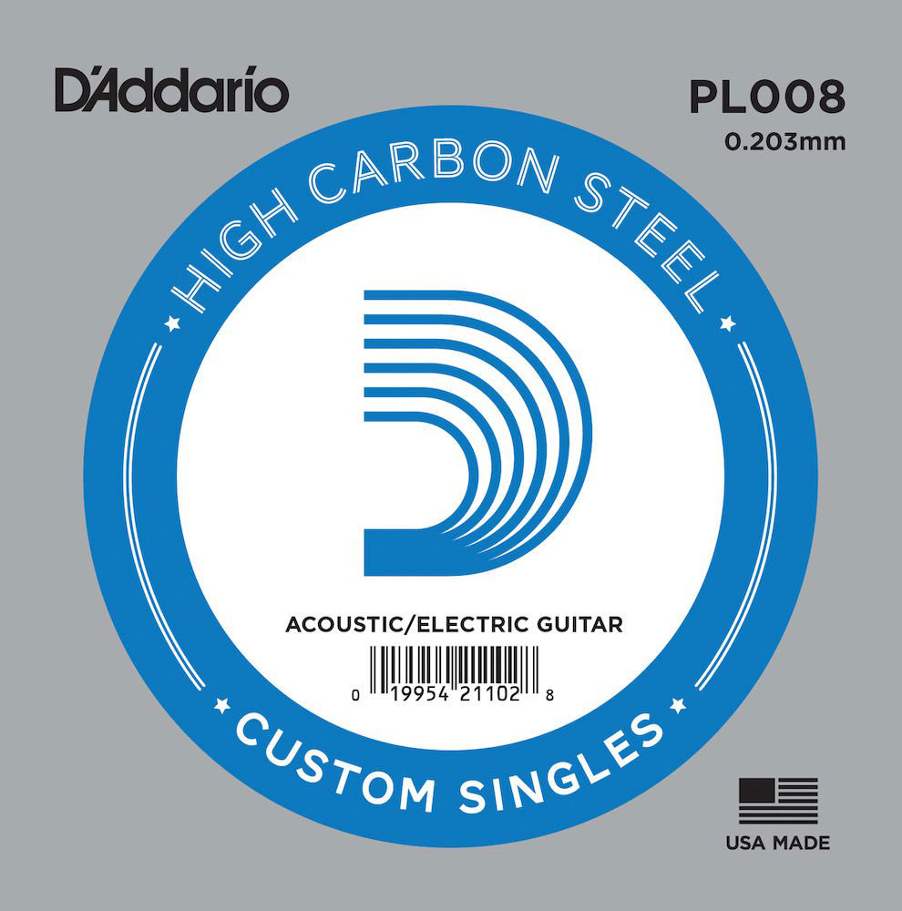 D'ADDARIO AND CO PL008 PLAIN STEEL GUITAR SINGLE STRING .008