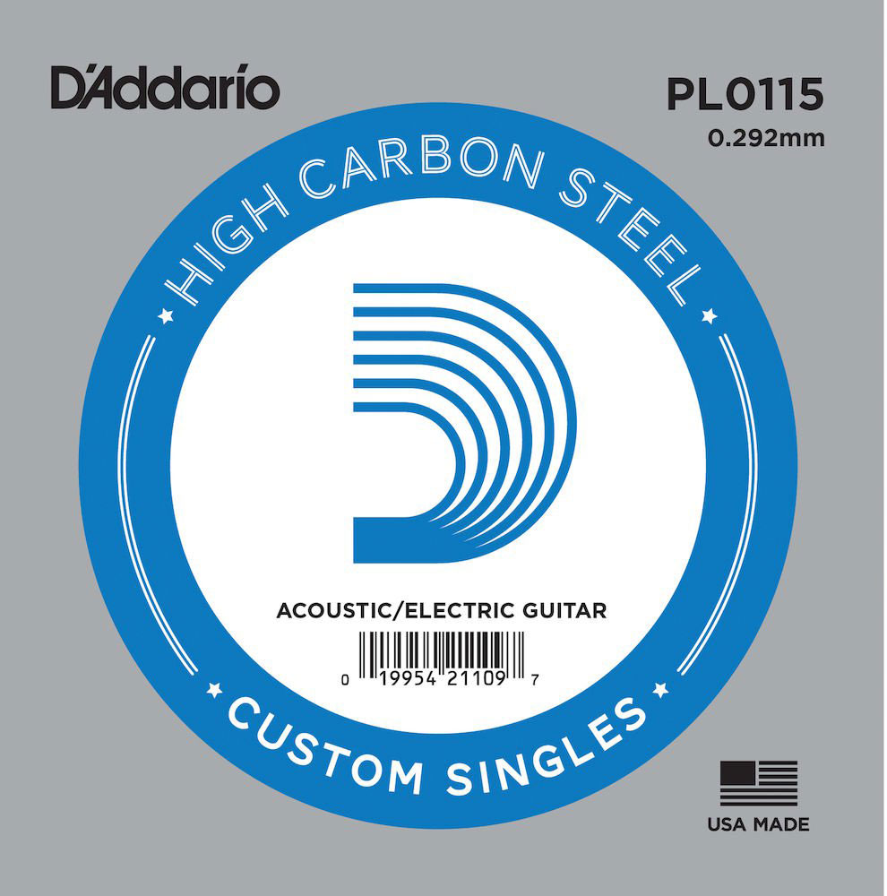 D'ADDARIO AND CO PL0115 PLAIN STEEL GUITAR SINGLE STRING .0115