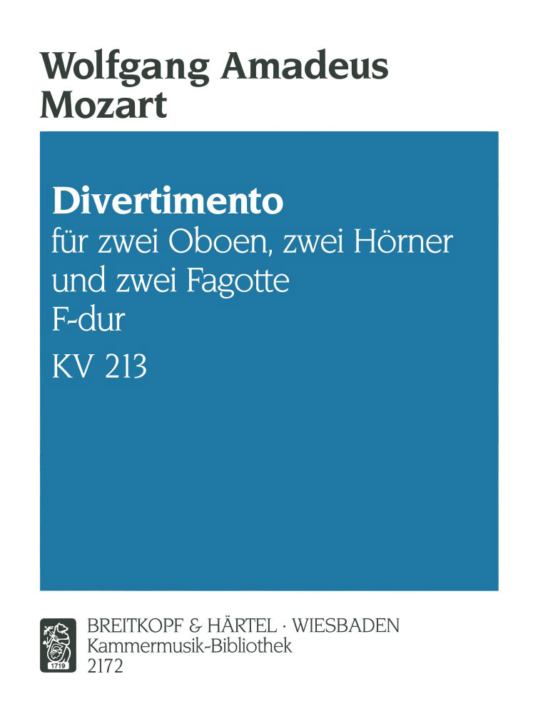 EDITION BREITKOPF MOZART W.A. - DIVERTIMENTO F-DUR KV 213