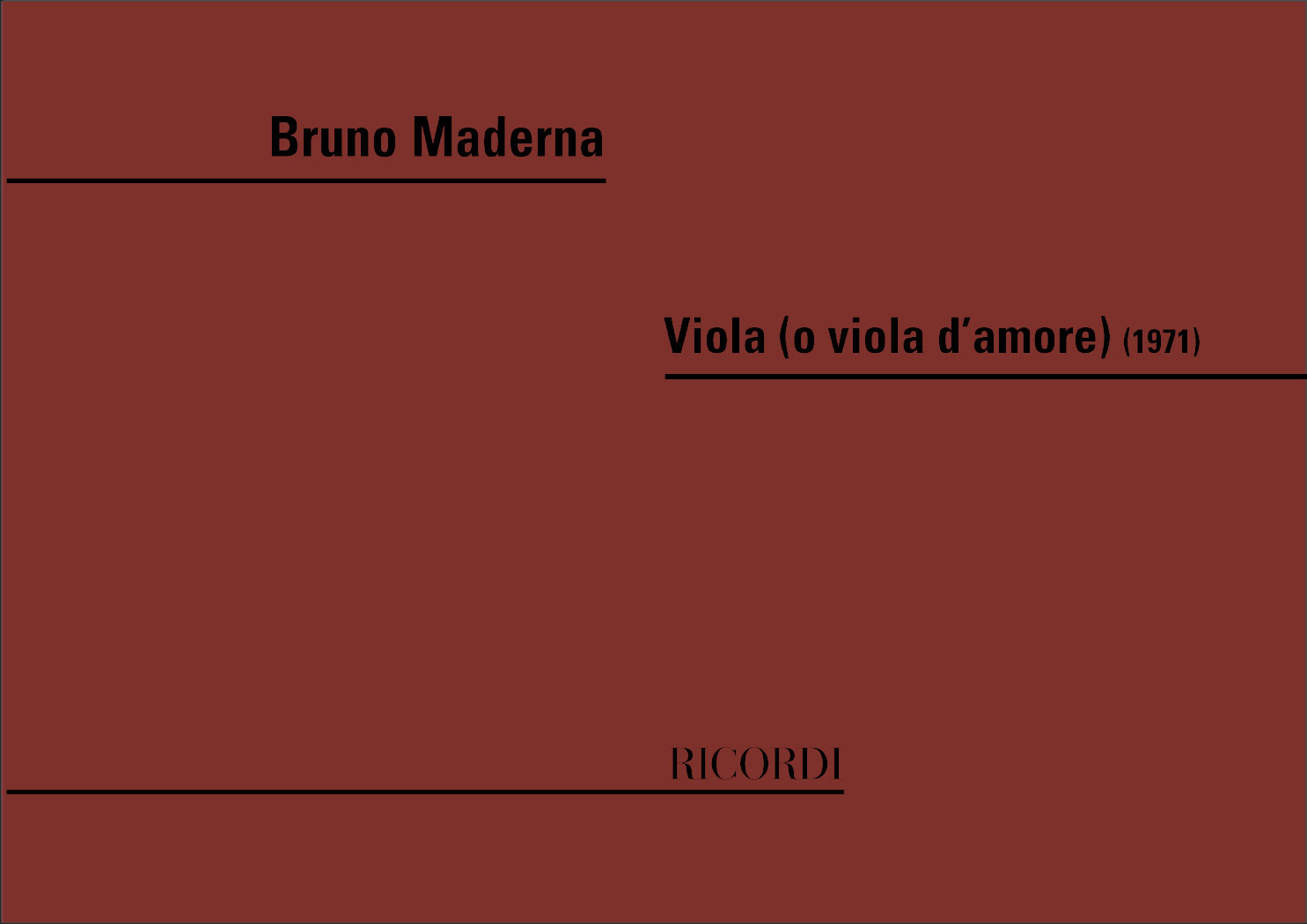RICORDI MADERNA B. - VIOLA (O VIOLA D'AMORE)