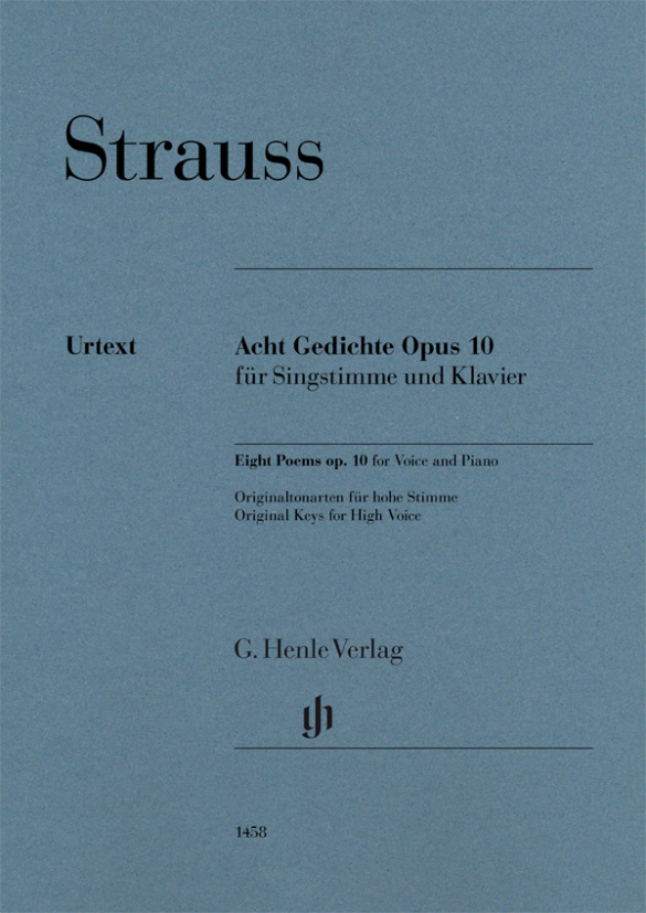 HENLE VERLAG STRAUSS RICHARD - HUIT POEMES OP.10 - VOIX HAUTE & PIANO