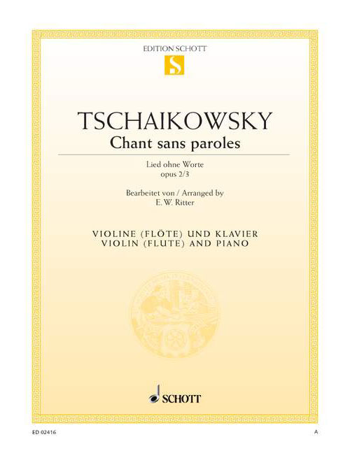 SCHOTT TSCHAIKOWSKY - CHANT SANS PAROLES OP.2/3 (RITTER) - VIOLON/PIANO