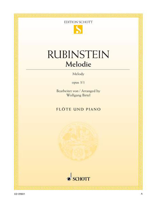 SCHOTT RUBINSTEIN ANTON - MELODY OP. 3/1 - FLUTE AND PIANO