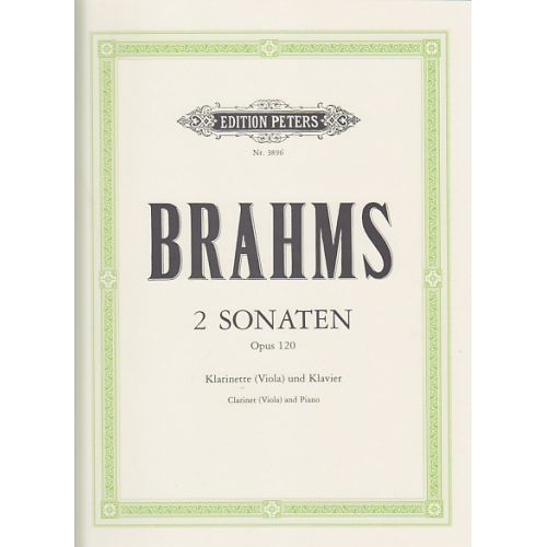 EDITION PETERS BRAHMS J. - 2 SONATAS OP.120 - CLARINETTE OU ALTO, PIANO