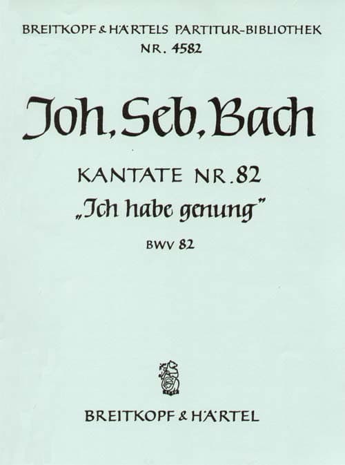 EDITION BREITKOPF BACH JOHANN SEBASTIAN - KANTATE 82 ICH HABE GENUNG - BARITONE, ORCHESTRA