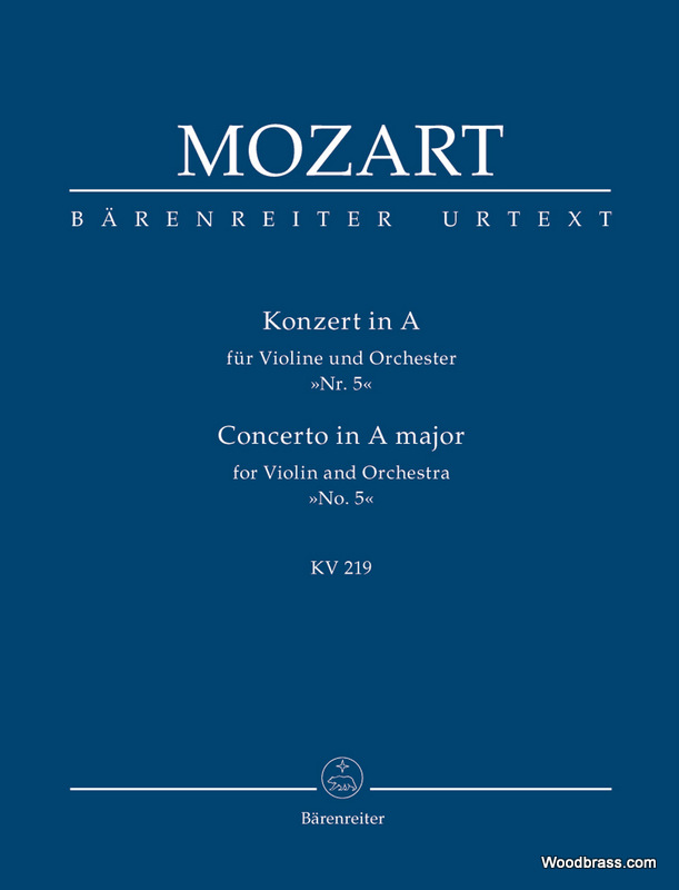 BARENREITER MOZART W.A. - CONCERTO FOR VIOLIN AND ORCHESTRA N°5 A MAJOR KV 219 - SCORE