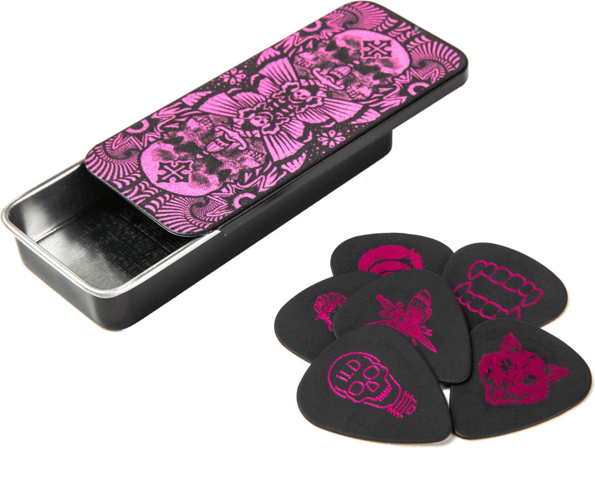 JIM DUNLOP MEDIATORS COLLECTOR I LOVE DUST BOX OF 6 MEDIATORS I LOVE DUST MAGENTA