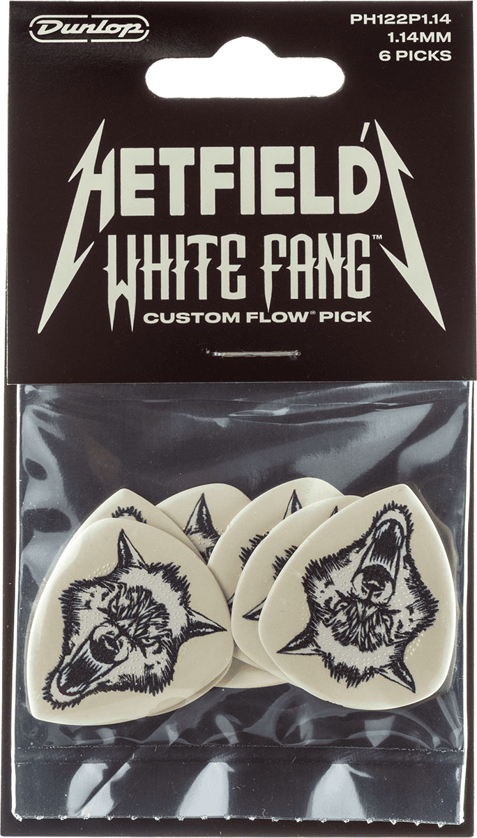 JIM DUNLOP PH122P114 FLOW / HETFIELD'S WHITE FANG / PLAYER'S PACK OF 6 1,14MM