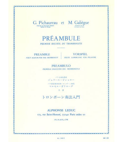 LEDUC GALIEGUE & PICHAUREAU - PREAMBULE - TROMBONE