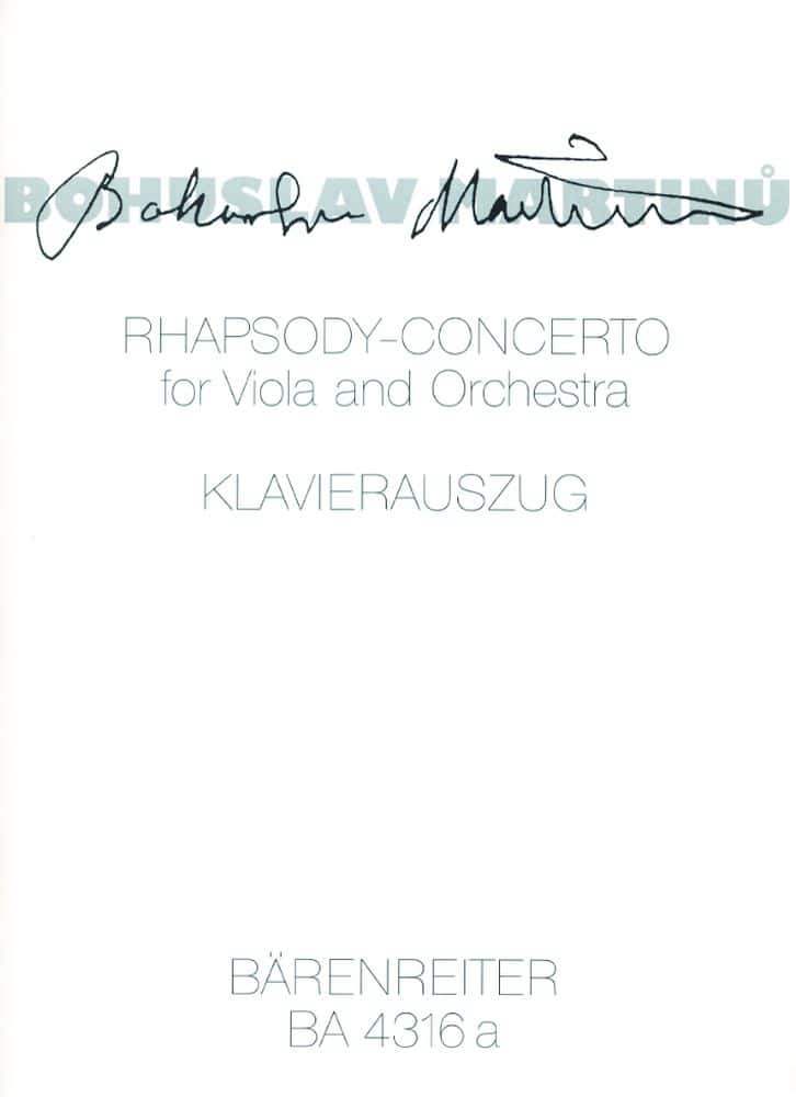 BARENREITER MARTINU BOHUSLAV - RHAPSODY CONCERTO - VIOLA, KLAVIER