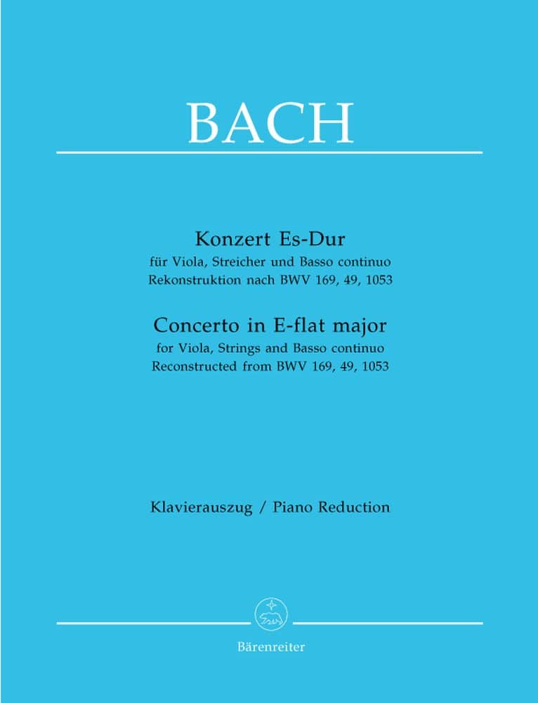 BARENREITER BACH J.S. - KONZERT ES-DUR FUR VIOLA, STREICHER UND BASSO CONTINUO REKONSTRUKTION NACH BWV 169, 49, 