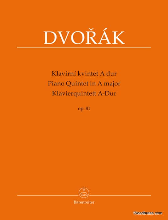 BARENREITER DVORAK A. - PIANO QUINTET IN A MAJOR OP.81