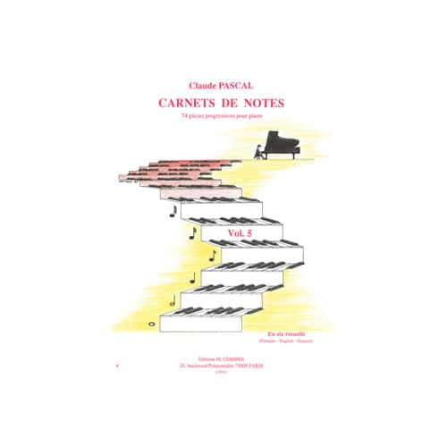 COMBRE PASCAL CLAUDE - CARNETS DE NOTES VOL.5 - PIANO