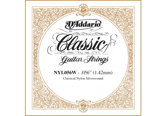 D'ADDARIO AND CO NYL056W SILVER-PLATED COPPER CLASSICAL SINGLE STRING .056 
