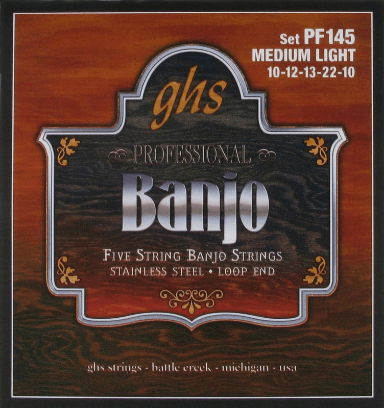 GHS FOLK BANJO STAINLESS STEEL MEDIUM LIGHT STRINGS!10-12-13-13-22-10-10