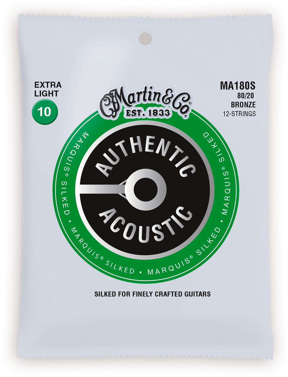 MARTIN & CO MA180S AUTHENTIC SILKED EXTRA LIGHT 80/20 BRONZE EX. LIGHT 10-14-23-30-39-47 12 STRINGS