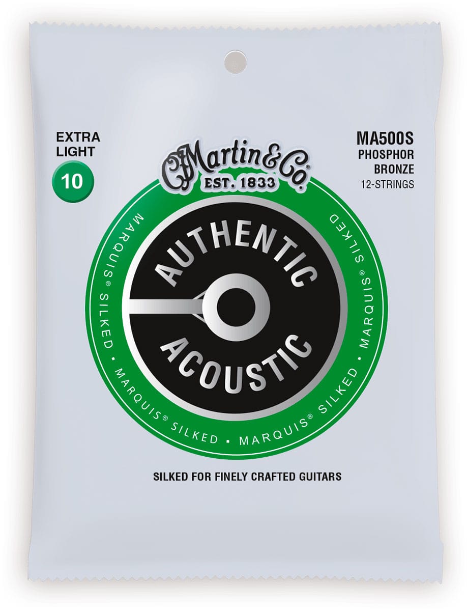 MARTIN & CO MA500S AUTHENTIC SILKED EXTRA LIGHT 92/8 PHOSPHOR BRONZE EX. LIGHT 10-14-23-30-39-47 12 STRINGS