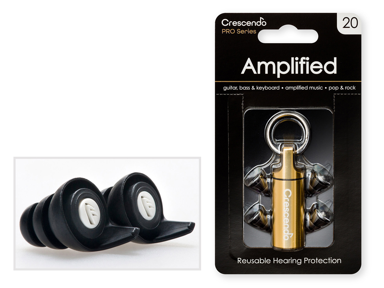 CRESCENDO PRO AMPLIFIED 20 - FLAT DAMPING FILTERS - PROTECTION SNR 17DB OHRENSTPSEL 