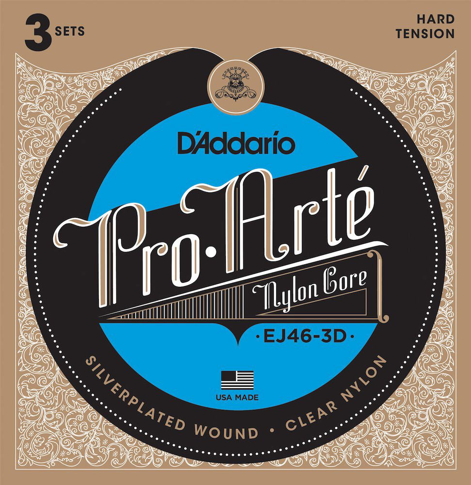 D'ADDARIO AND CO EJ46-3D PRO-ARTE NYLON CLASSICAL GUITAR STRINGS HARD TENSION 3 SETS
