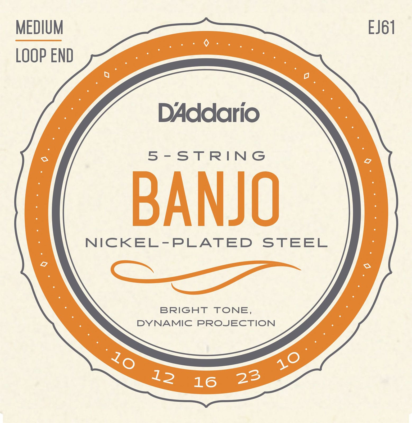 D'ADDARIO AND CO EJ61 NICKEL STRING SET FOR BANJO 5 STRINGS 10-23 MEDIUM