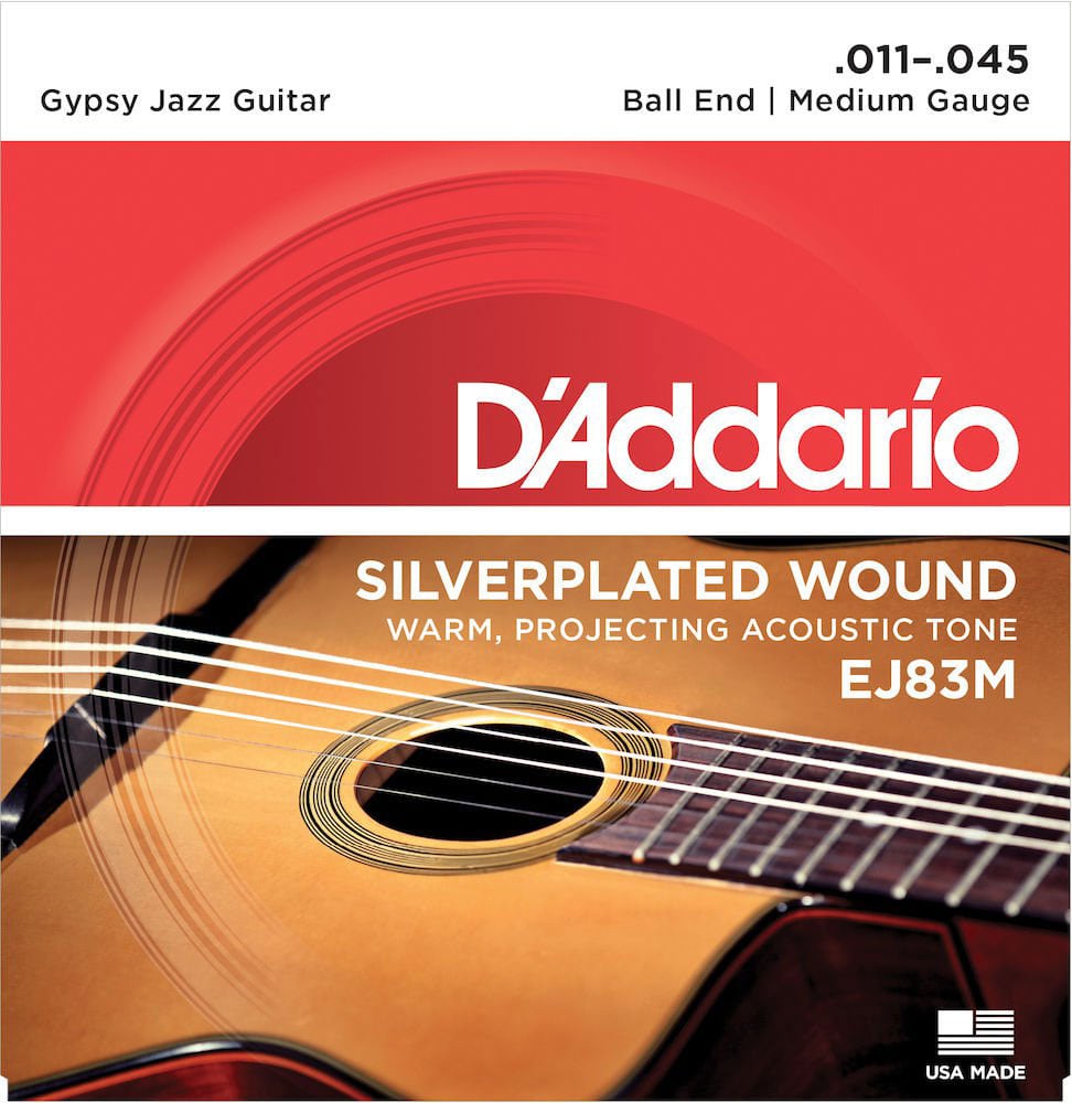 D'ADDARIO AND CO EJ83M GYPSY JAZZ ACOUSTIC GUITAR STRINGS BALL END MEDIUM 11-35