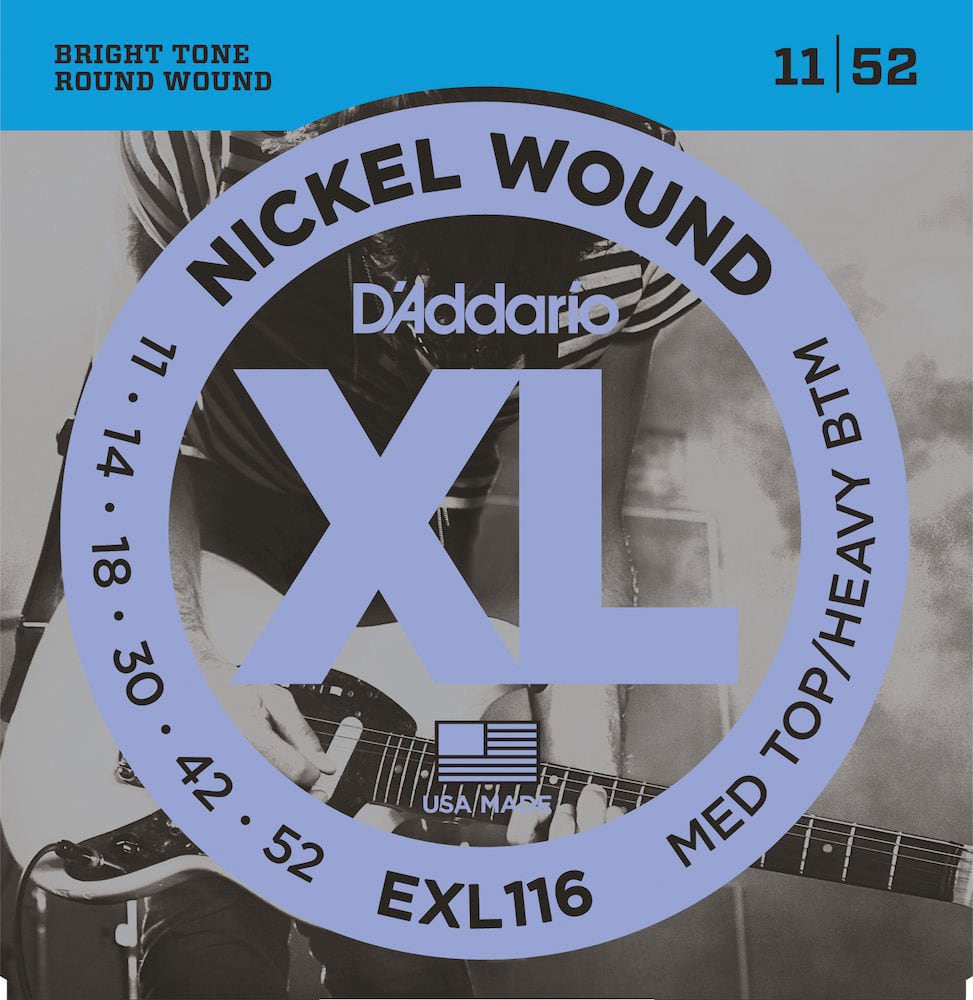 D'ADDARIO AND CO EXL116 NICKEL WOUND ELECTRIC GUITAR STRINGS MEDIUM TOP/HEAVY BOTTOM 11-52