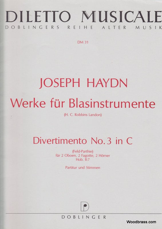 DOBLINGER HAYDN JOSEPH - DIVERTIMENTO N°3 IN C HOB.II:7 - CONDUCTEUR & PARTIES