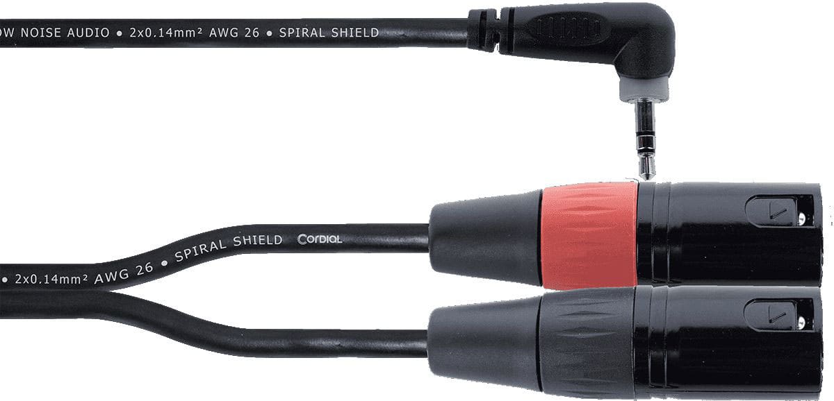 CORDIAL CABLE Y STRAP STEREO MINI JACK ANGLED / 2 XLR MALE 3 M