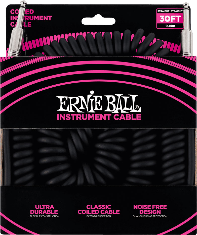 ERNIE BALL TWISTED INSTRUMENT CABLES JACK/JACK 9M BLACK