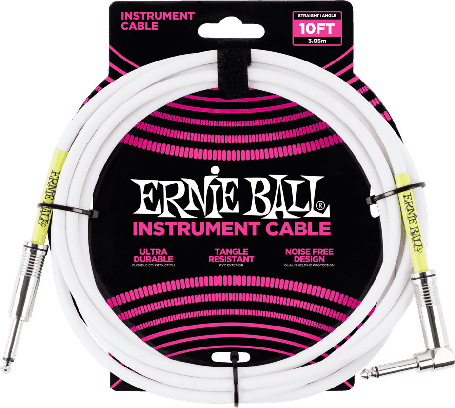 ERNIE BALL 10' STRAIGHT / ANGLE INSTRUMENT CABLE WHITE