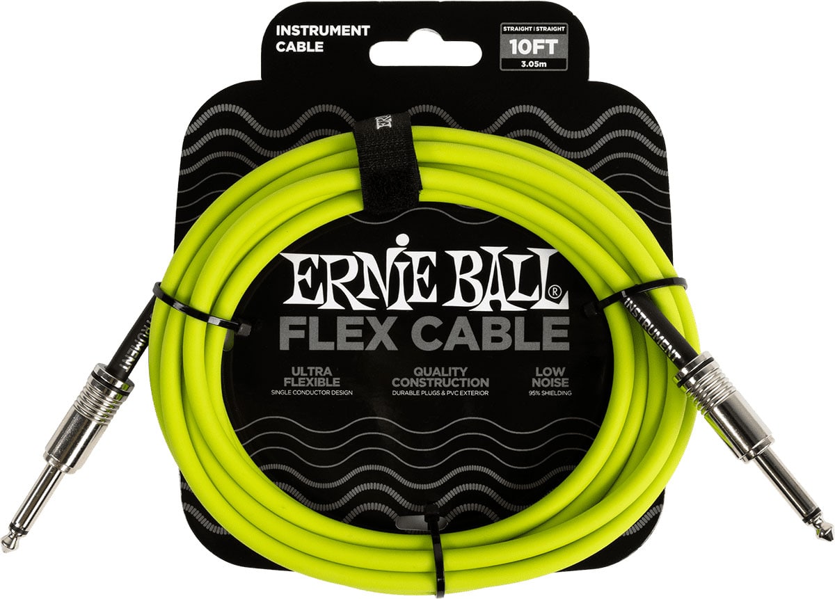 ERNIE BALL INSTRUMENT CABLES FLEX JACK/JACK 3M GREEN
