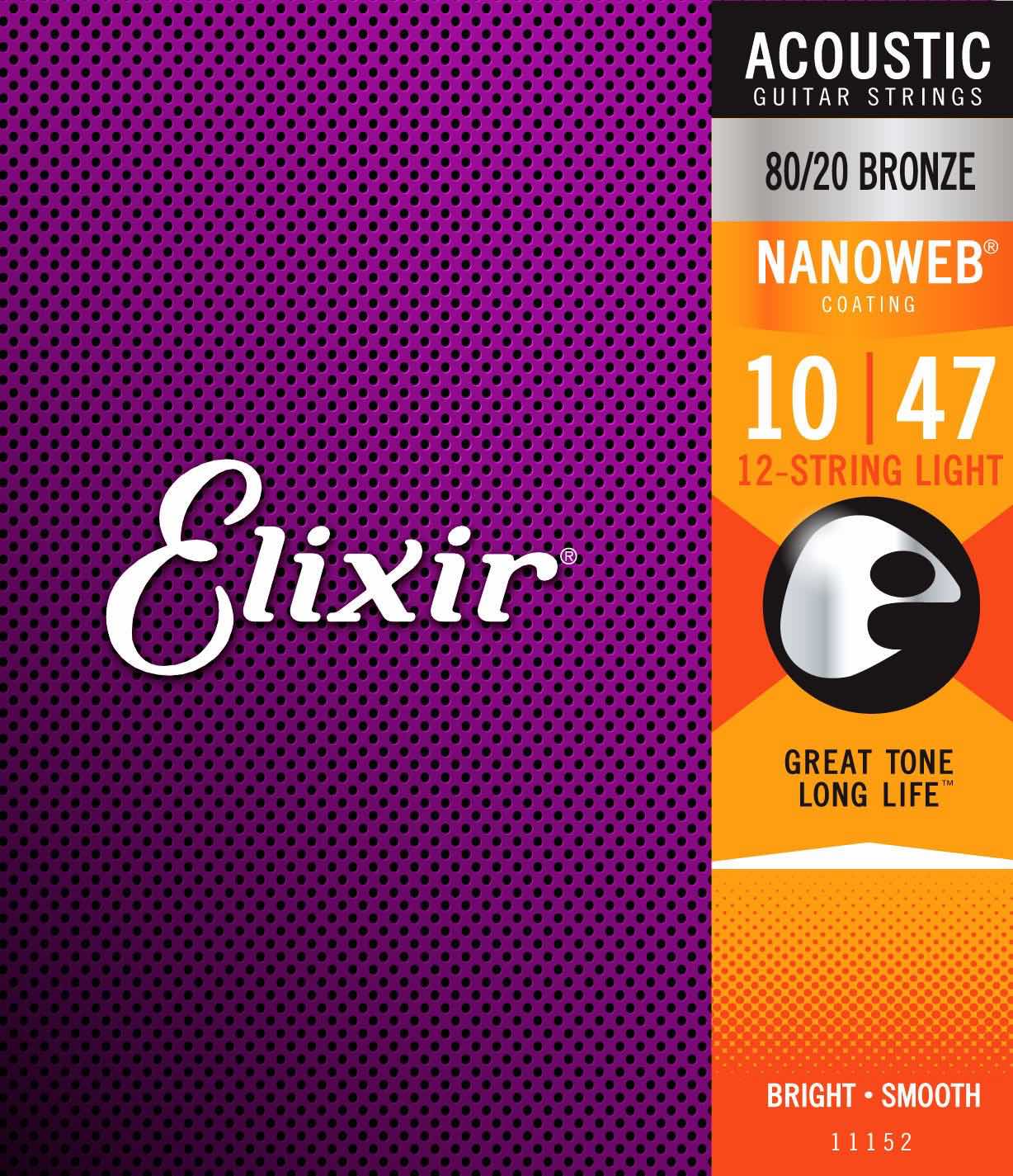 ELIXIR ACOUSTIC NANOWEB 12 CORDES LIGHT 10/10 14/14 23/09 30/12 39/18 47/27